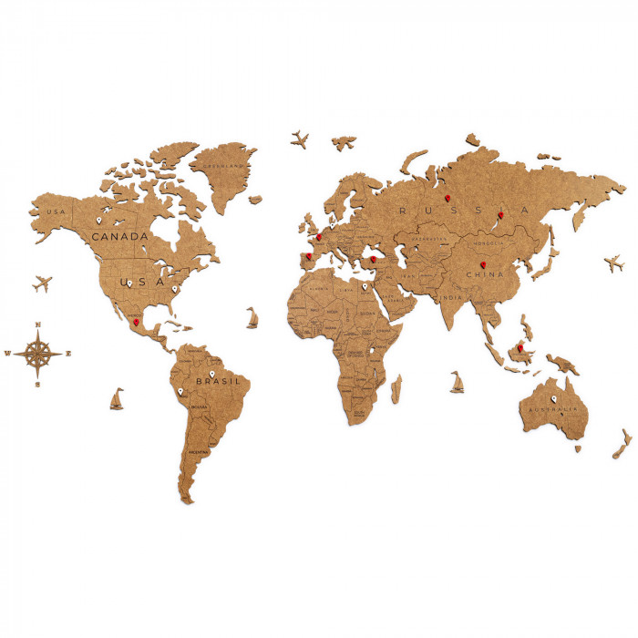 UNIDRAGON World Map Brown 50x30