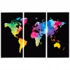 Карта Мира цветная без печати границ (Триптих)
