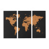 Карта Мира черная без печати границ (Триптих)
